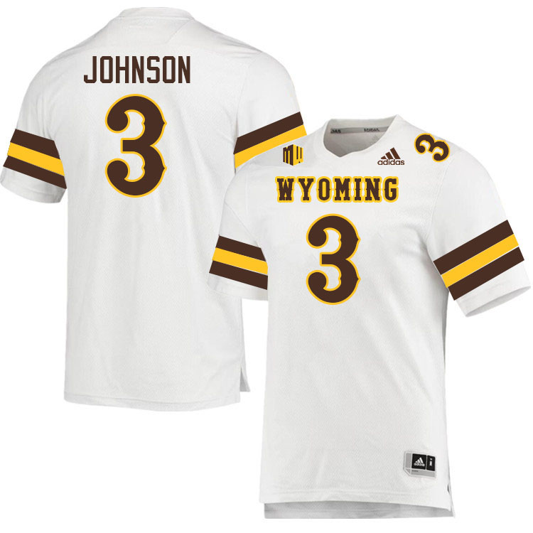 Wyoming Cowboys #3 Andrew Johnson College Football Jerseys,Uniforms-White